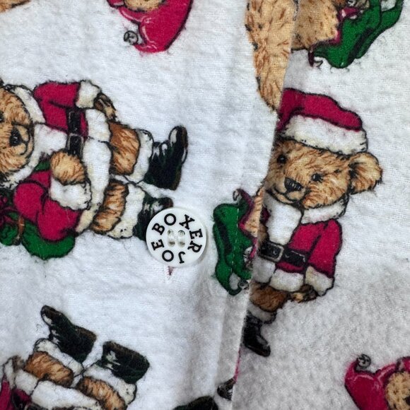 Joe Boxer Womens Flannel Christmas Bear Nightshirt Gown Size M Button Down 90's - Picture 4 of 6
